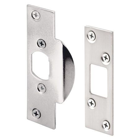 Prime-Line Security Reinforcing Strike Kit 1-1/8 x 4-1/4 and 1-1/4 x 3-5/8 in., Satin Nickel Finish 1 Kit U 11041